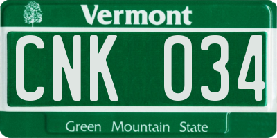 VT license plate CNK034
