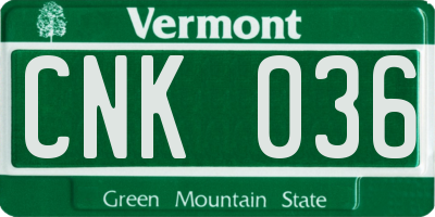 VT license plate CNK036