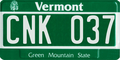 VT license plate CNK037