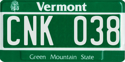 VT license plate CNK038