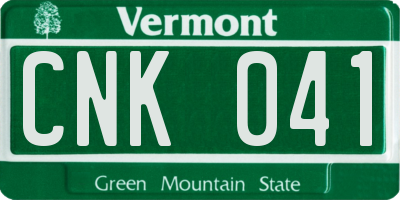 VT license plate CNK041