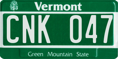 VT license plate CNK047