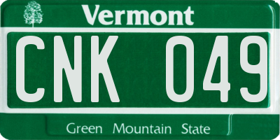 VT license plate CNK049