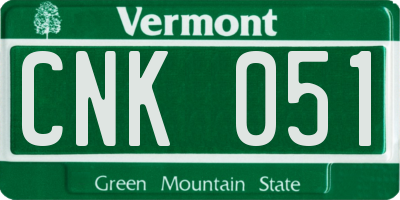 VT license plate CNK051