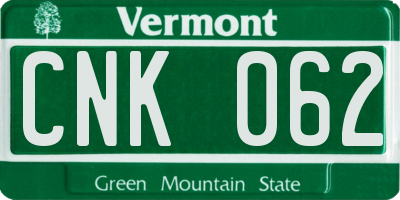 VT license plate CNK062