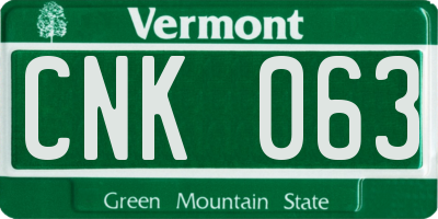 VT license plate CNK063