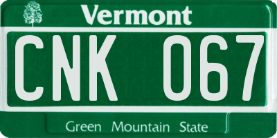 VT license plate CNK067