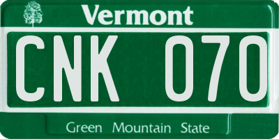VT license plate CNK070