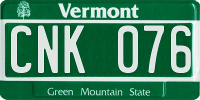 VT license plate CNK076