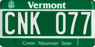 VT license plate CNK077