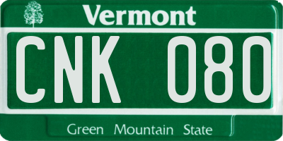 VT license plate CNK080