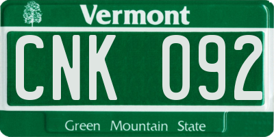 VT license plate CNK092