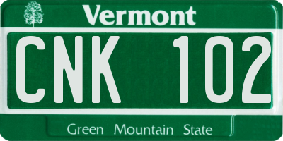 VT license plate CNK102