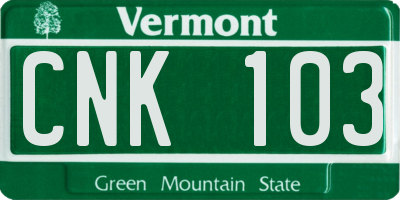 VT license plate CNK103