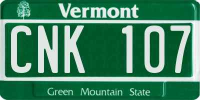 VT license plate CNK107