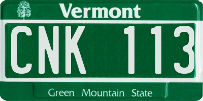 VT license plate CNK113