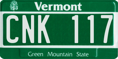 VT license plate CNK117