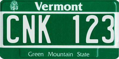 VT license plate CNK123