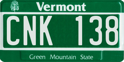 VT license plate CNK138