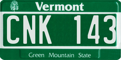 VT license plate CNK143