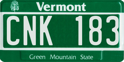 VT license plate CNK183