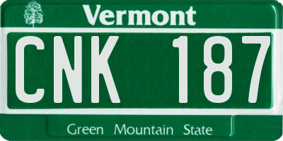VT license plate CNK187
