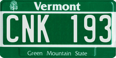 VT license plate CNK193