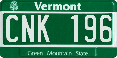 VT license plate CNK196