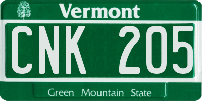 VT license plate CNK205