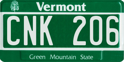 VT license plate CNK206