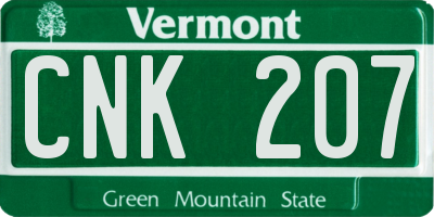 VT license plate CNK207