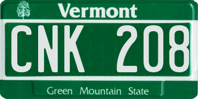 VT license plate CNK208