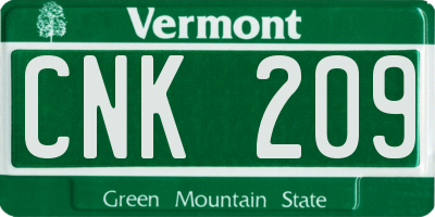 VT license plate CNK209
