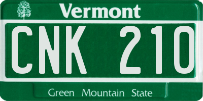 VT license plate CNK210