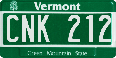 VT license plate CNK212