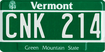 VT license plate CNK214