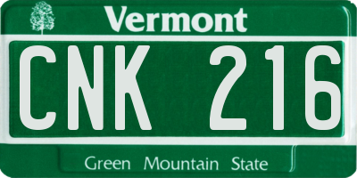 VT license plate CNK216