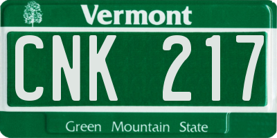 VT license plate CNK217