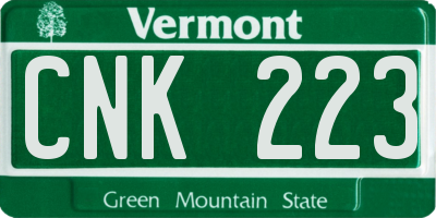 VT license plate CNK223