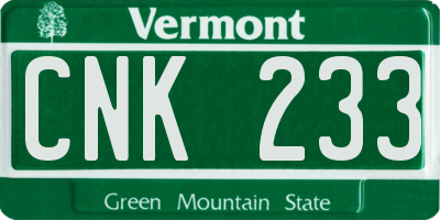 VT license plate CNK233