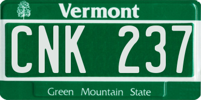 VT license plate CNK237