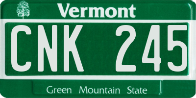 VT license plate CNK245