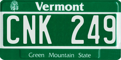 VT license plate CNK249