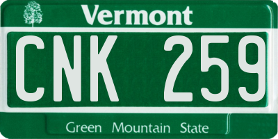 VT license plate CNK259