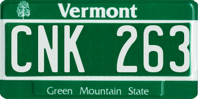 VT license plate CNK263