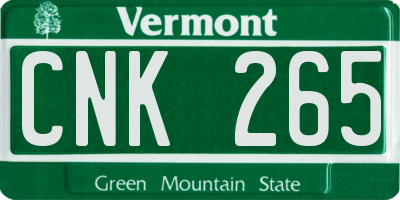 VT license plate CNK265