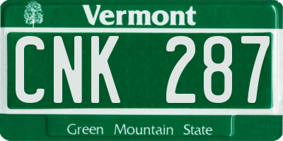 VT license plate CNK287