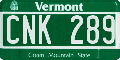 VT license plate CNK289