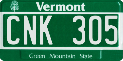VT license plate CNK305