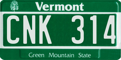 VT license plate CNK314